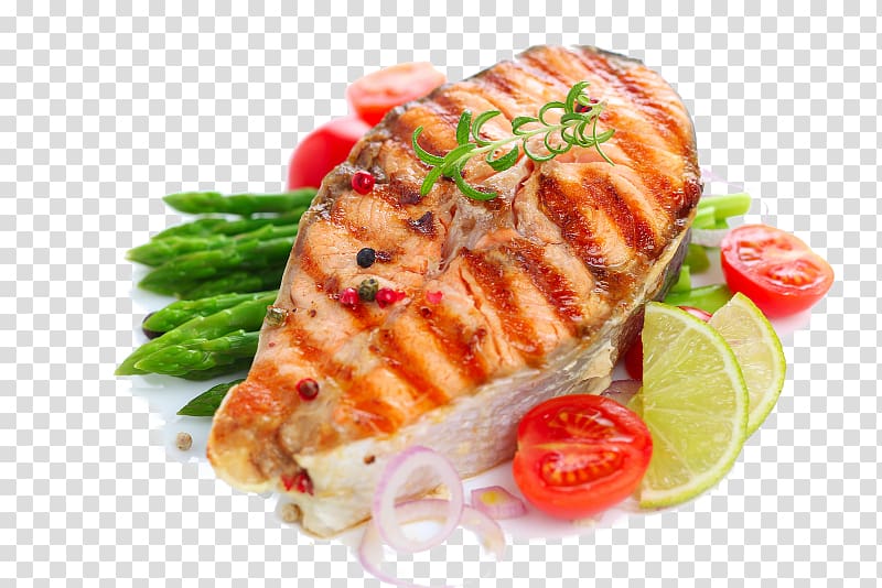 Cooked fish with asparagus, Barbecue Taco Salmon Grilling.