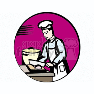 chef cooking dinner clipart. Royalty.