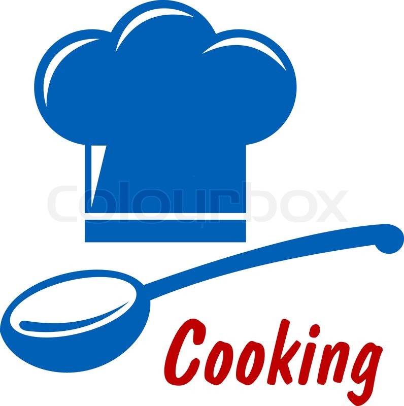 Cooking icon or symbol with chef hat,.