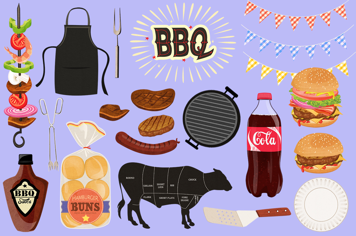 BBQ Cookout Clip Art Graphics.