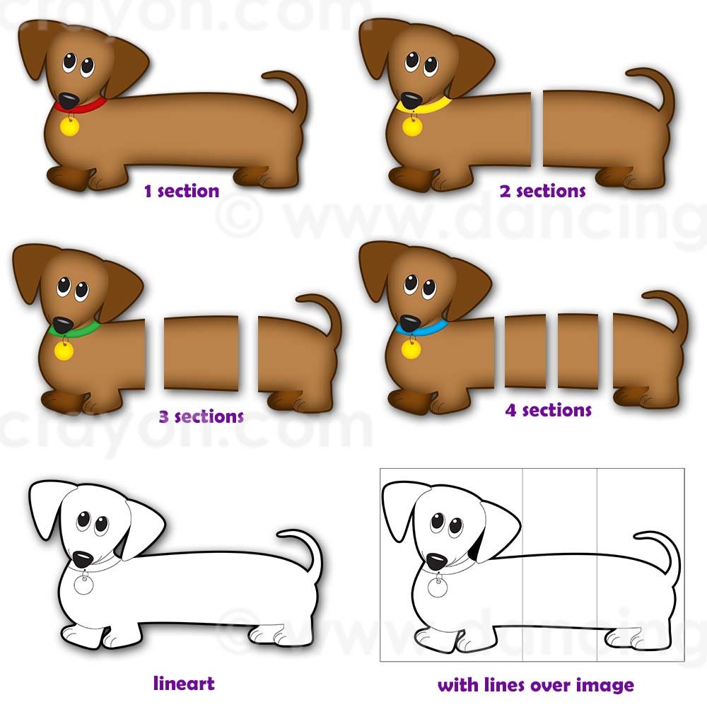 Dog Clip Art: Dachshund Dog (Wiener Dog / Sausage Dog).