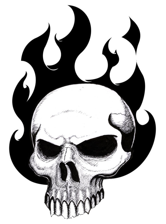 Cool Flaming Skull Clipart.