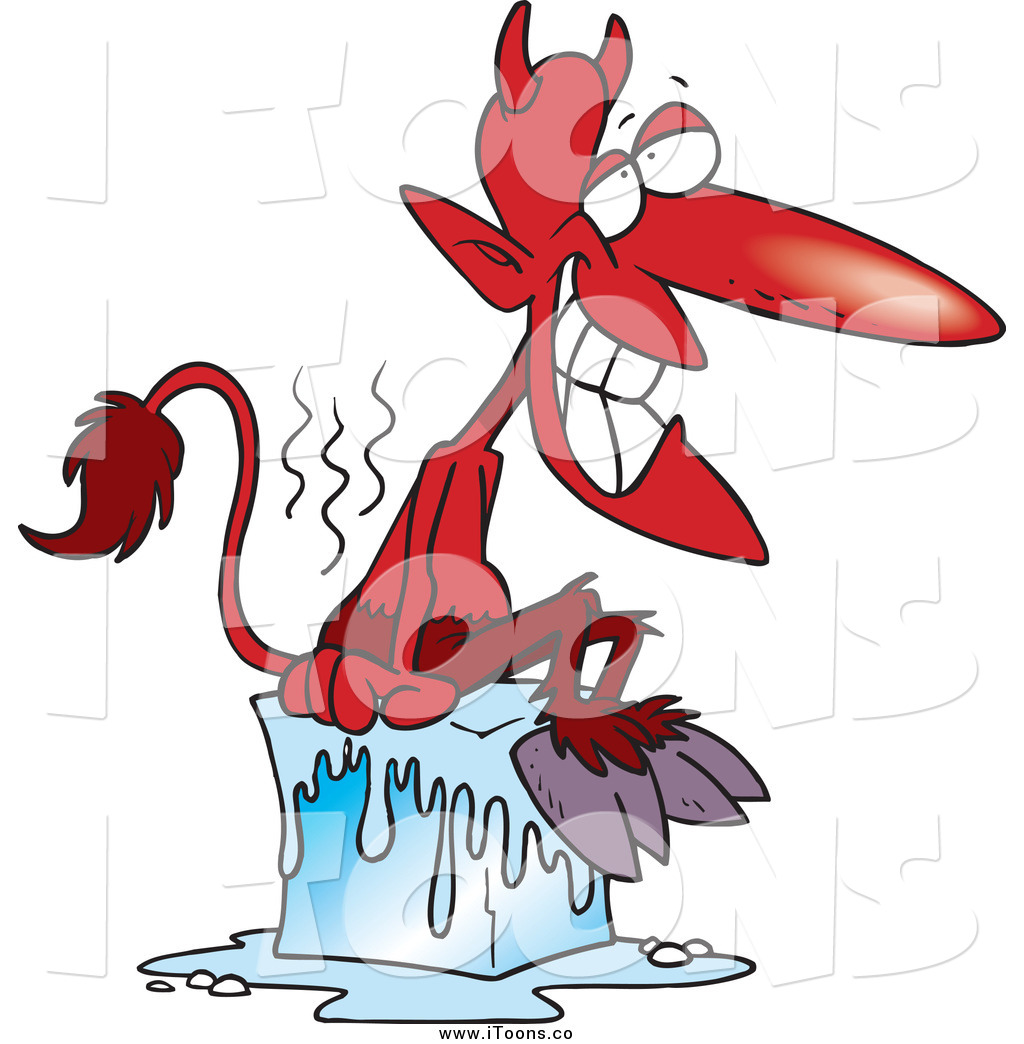 Vector Clip Art of a Cartoon Devil Cooling off and Sitting on a.