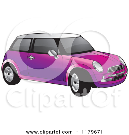 Clipart of a Purple Mini Cooper Car.