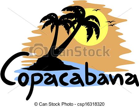 Vector Illustration of Copacabana beach.