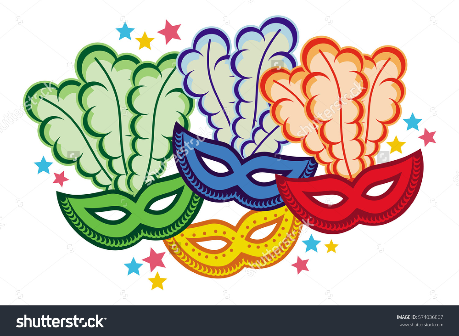 Color Carnival Masks Copy Space Vector Stock Vector 574036867.