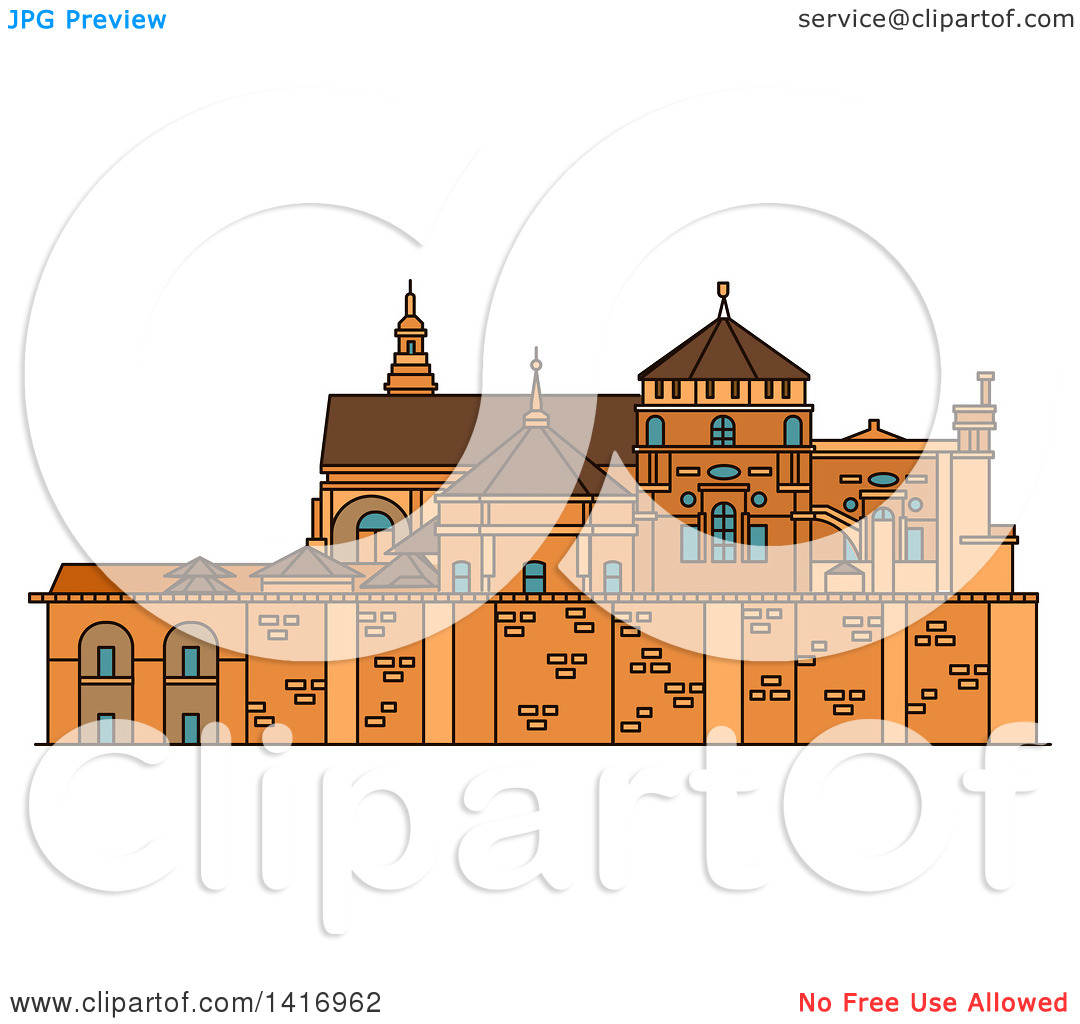 Clipart of a Sketched Spanish Landmark, Great Cathedral of Cordoba.