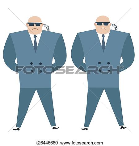 Clipart of Formidable security professionals secret service.