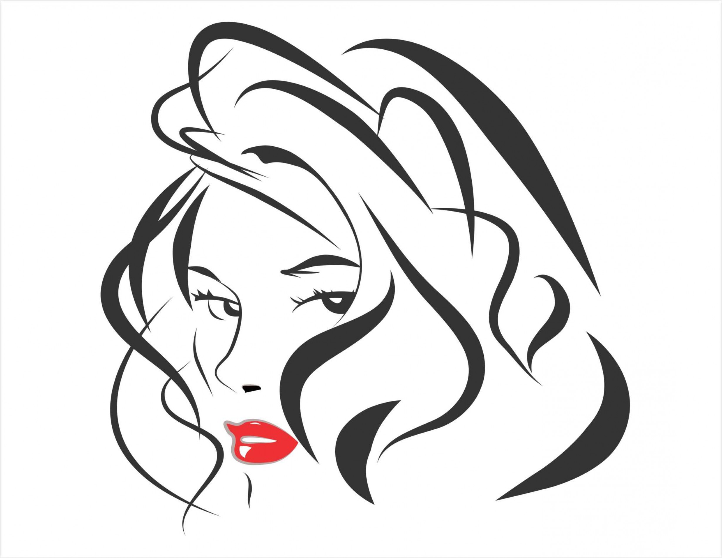 Vector Line Art Beautiful Woman Cdr File Created Coreldraw X.