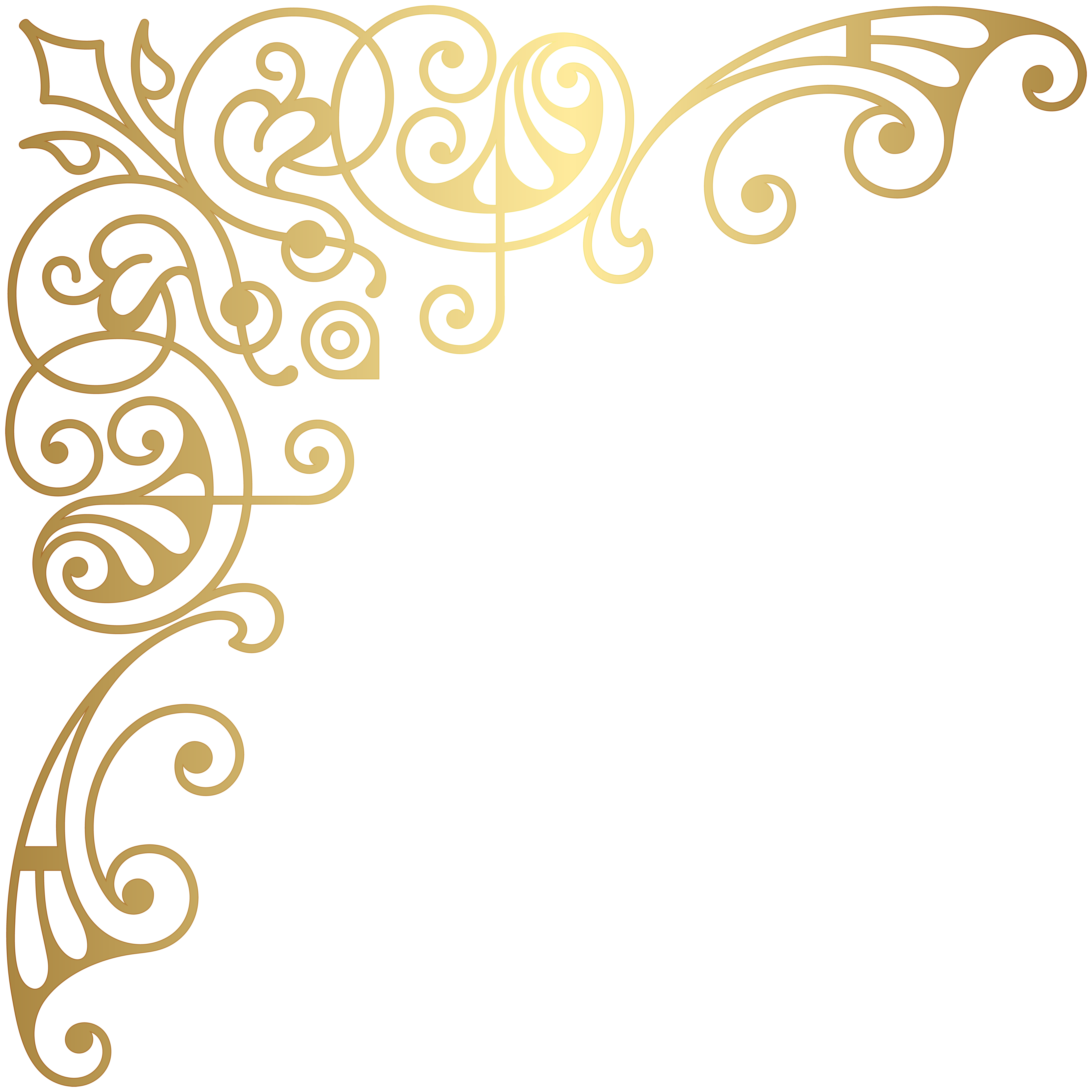 Gold Corner Decorative Transparent PNG Clip Art.