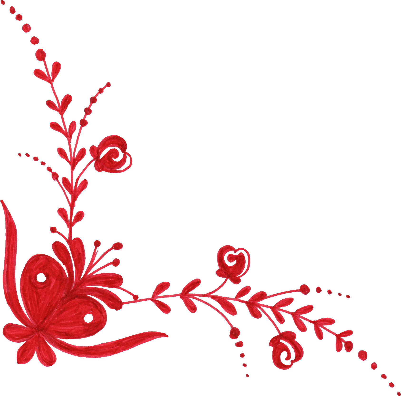 6 Red Flower Corner Ornament (PNG Transparent).