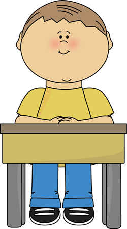 Girl sitting correctly in his chair clipart.