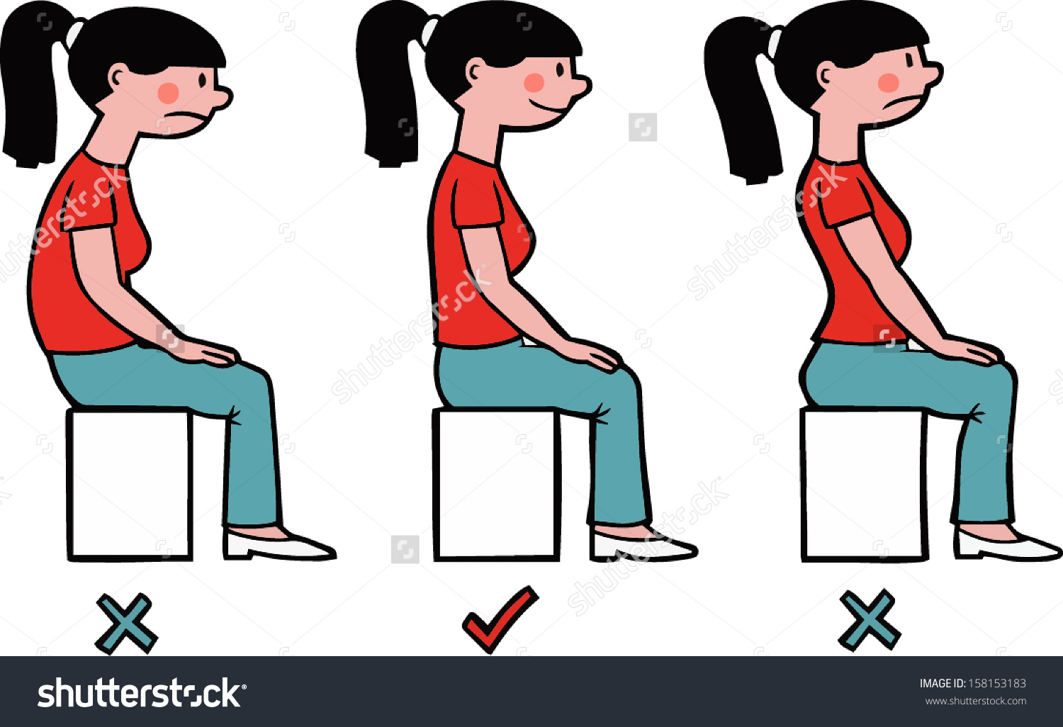 Student not sitting in chair correctly clipart.