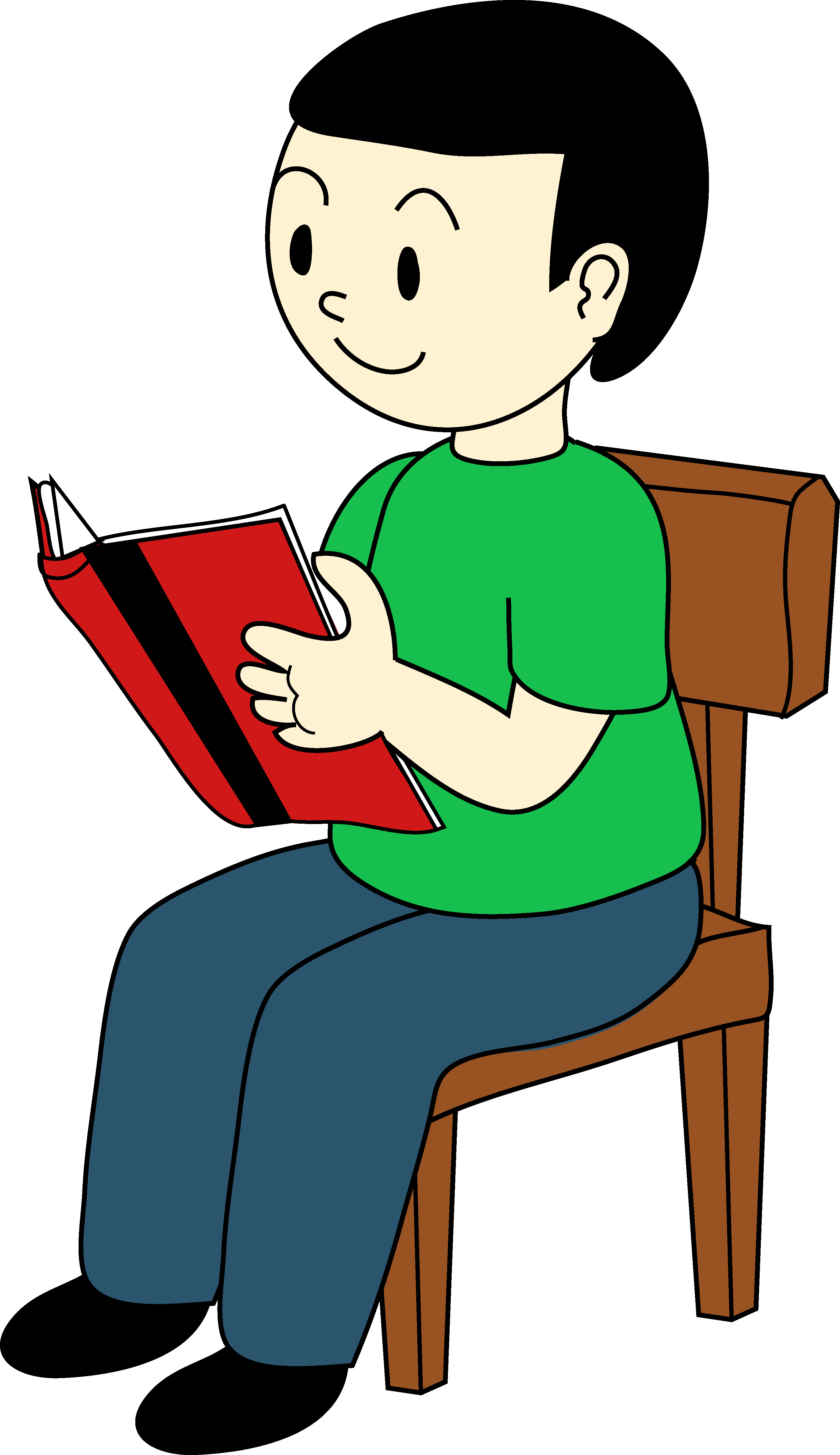 Student sitting in chair correctly clipart.