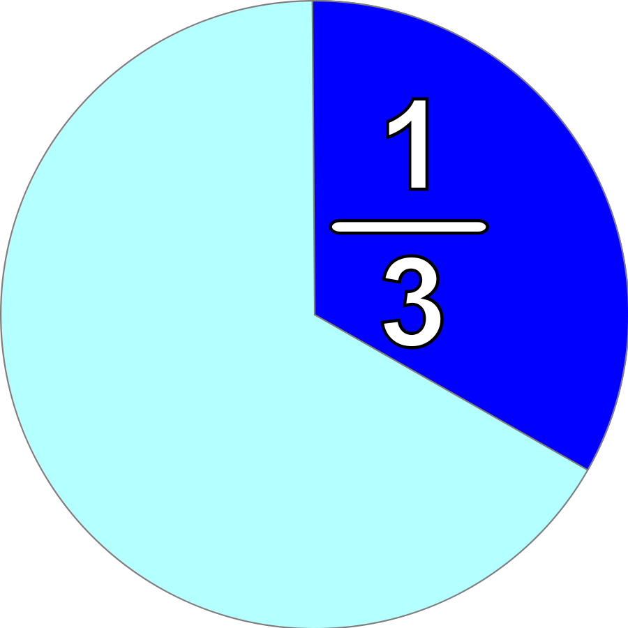 part and fraction 1/3 medium 600pixel clipart, vector clip art.