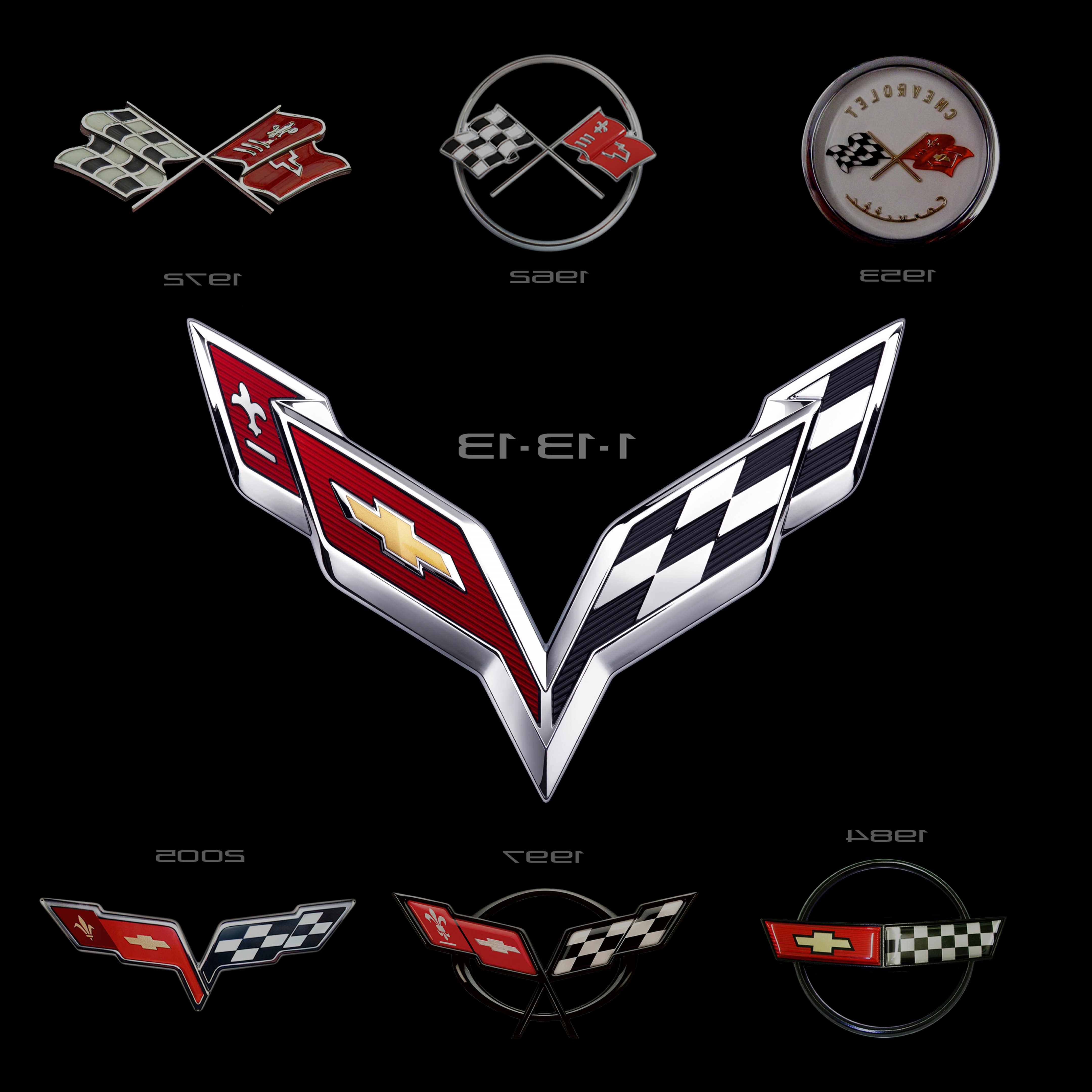 Evolution Of The Corvette And The Crossed Flags Logo Ar.