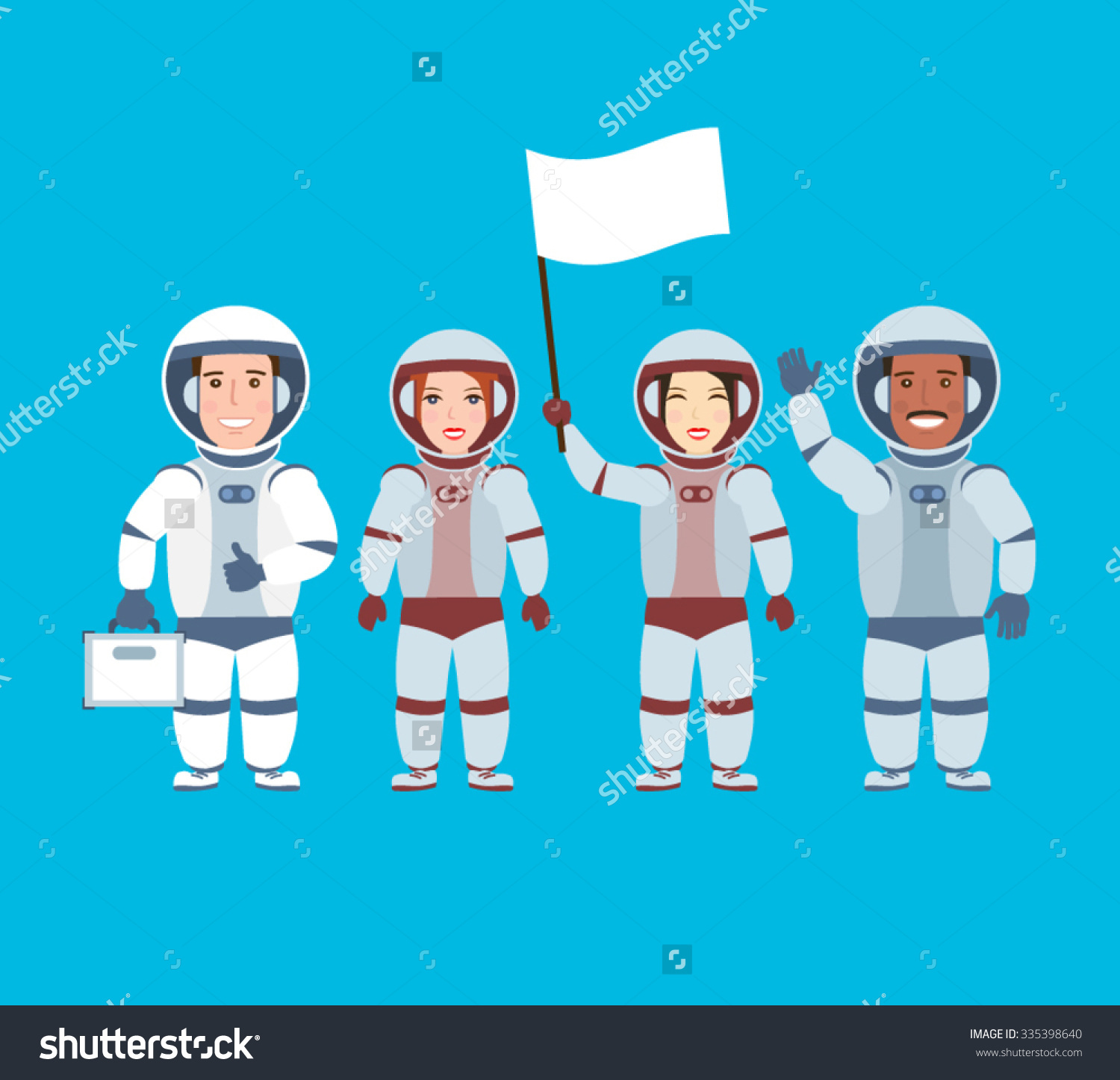 Astronauts Astronaut Blank Flaga Team Cosmonauts Stock Vector.