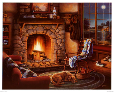Cozy Fireplace Clipart.