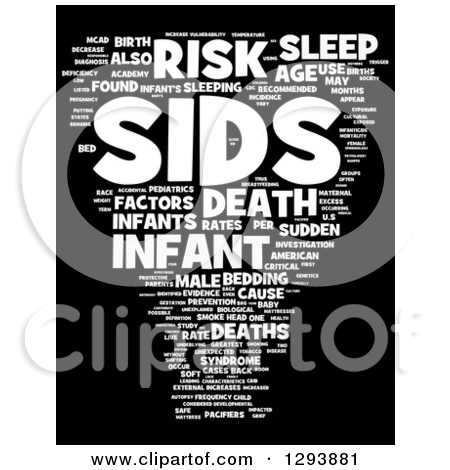 Clipart of a White SIDS Sudden Infant Death Syndrome Word Tag.