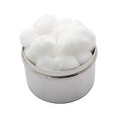 Stock Photo of Cotton wool container on white background.
