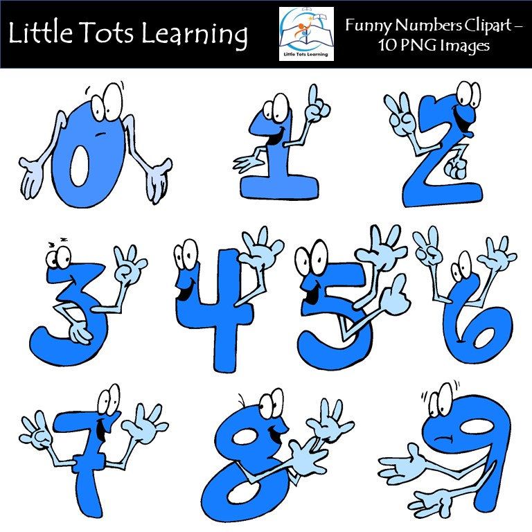 Funny Emoticon Numbers Clipart / Number Faces / Ilustrated.