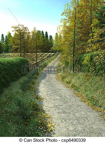 Stock Illustration of Country Lane.