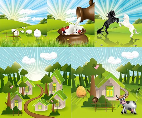 Vector lovely countryside farm Clipart Picture Free Download.