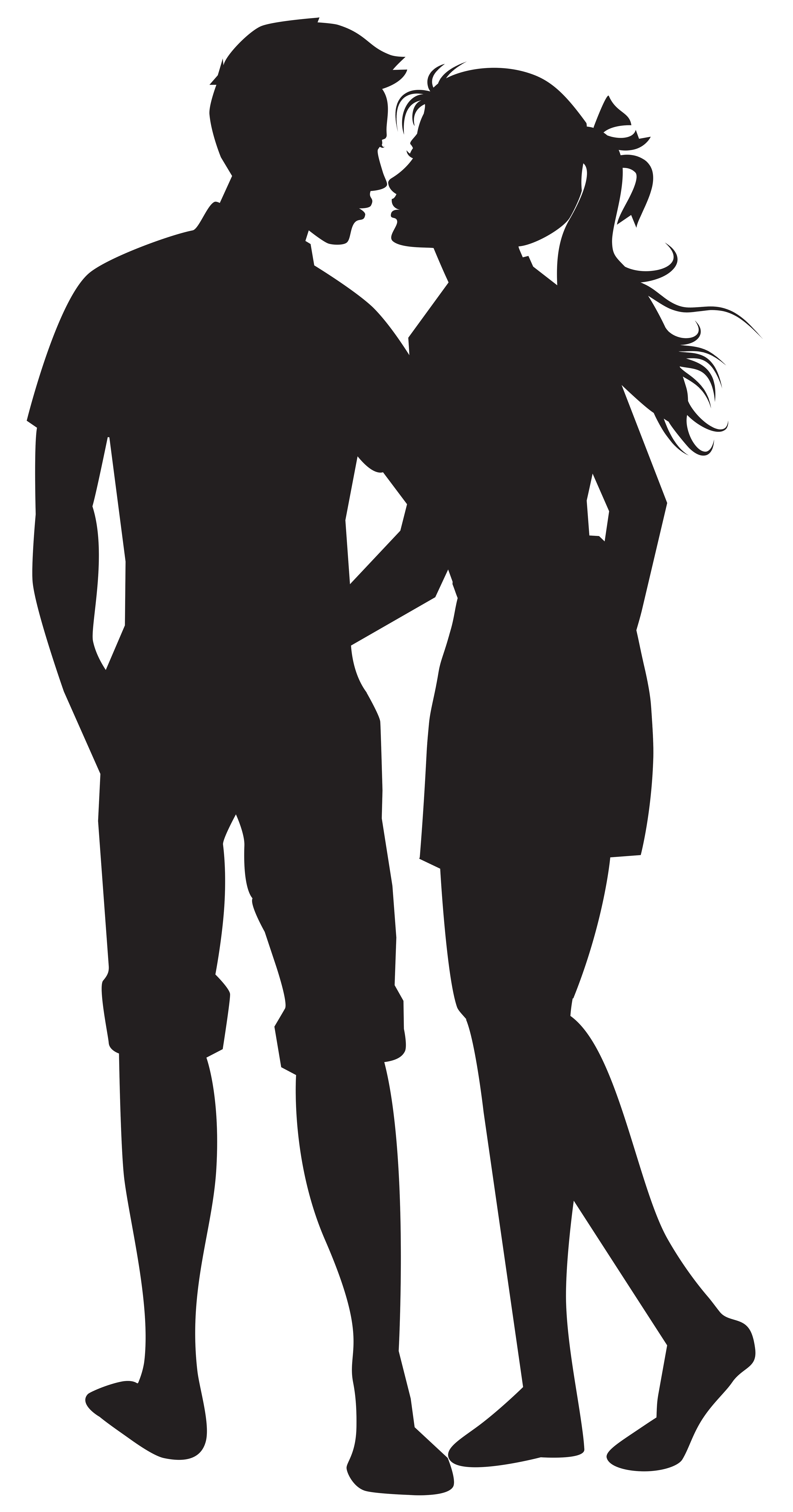 Couple PNG Silhouettes Clip Art Image.