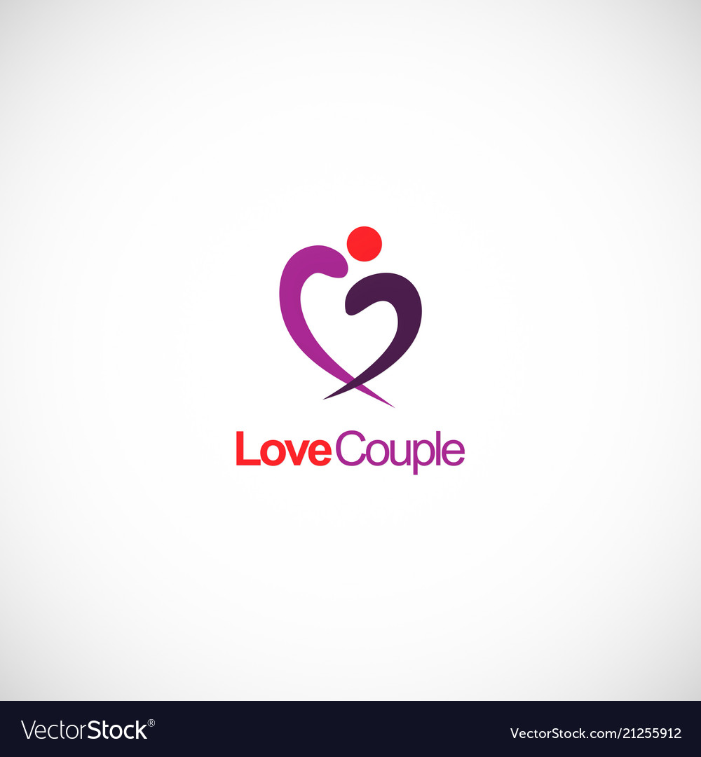 Love couple abstract heart logo.