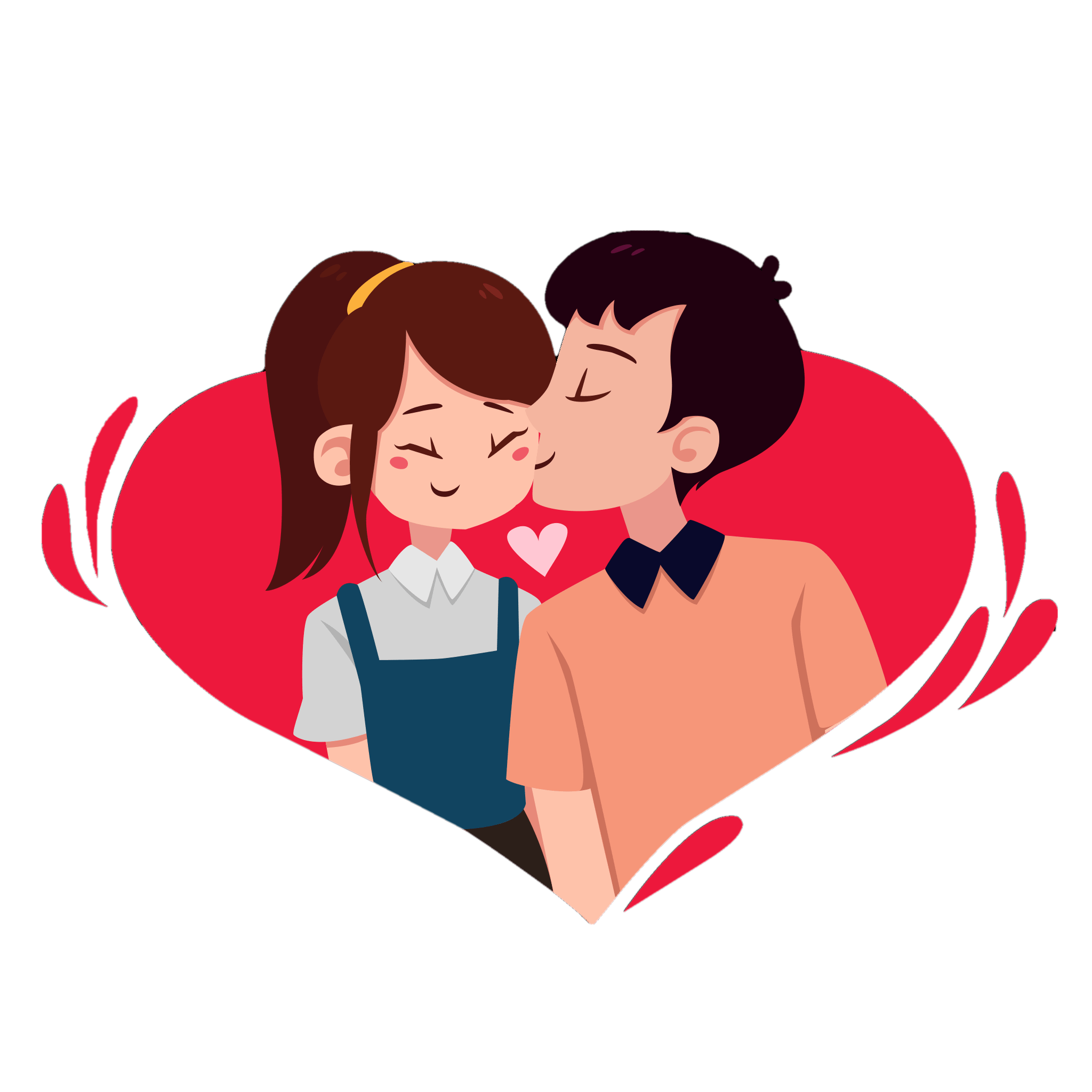Cartoon Love Couple PNG Romantic Images.