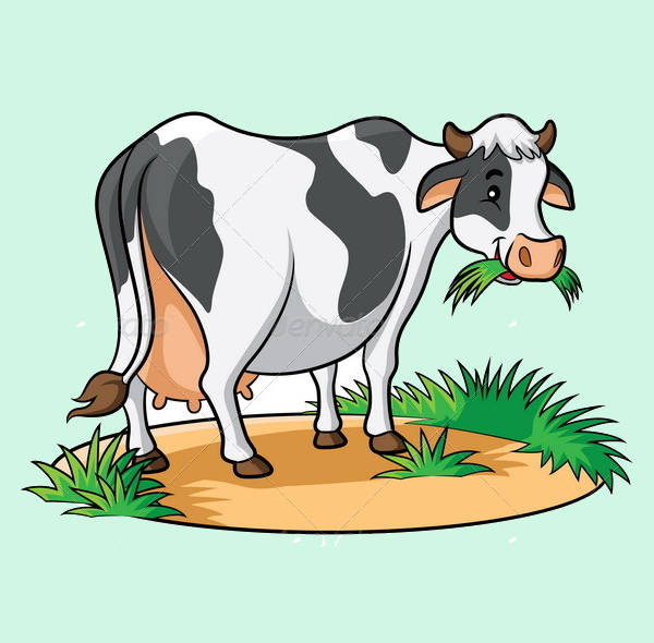 Cow Eating Grass Clipart.