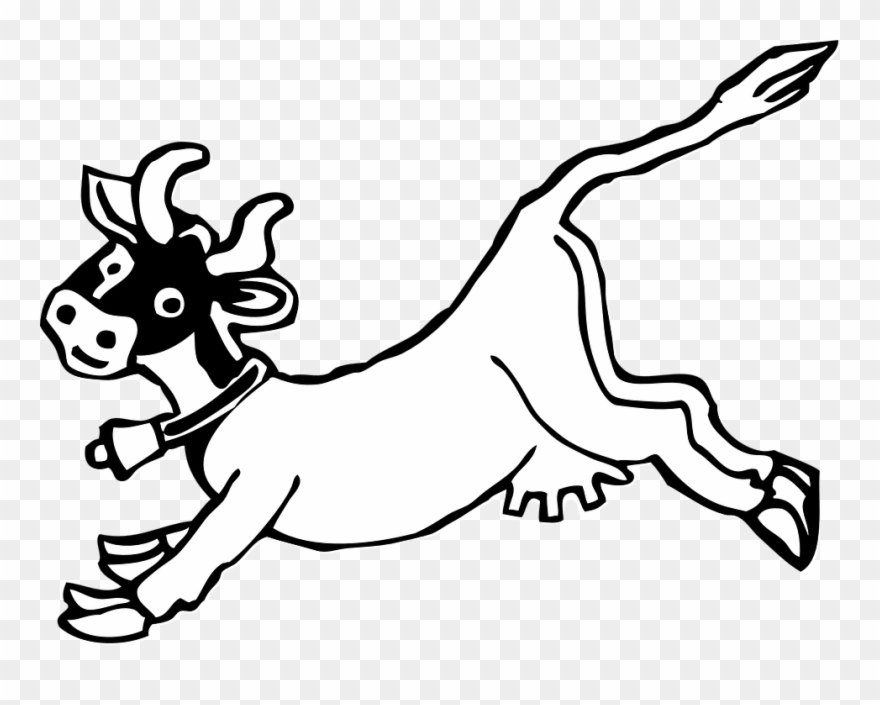 cow jumping line art