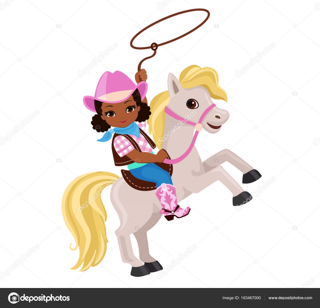 Cowgirl riding a horse with lasso. — Stock Vector © Sandylevtov.
