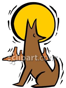 Coyote Howling at the Moon Clip Art.