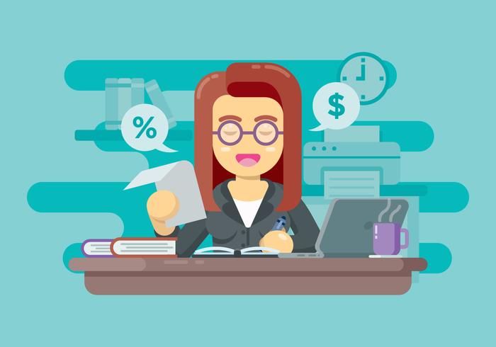 Financial Accountant Making Report Illustration.