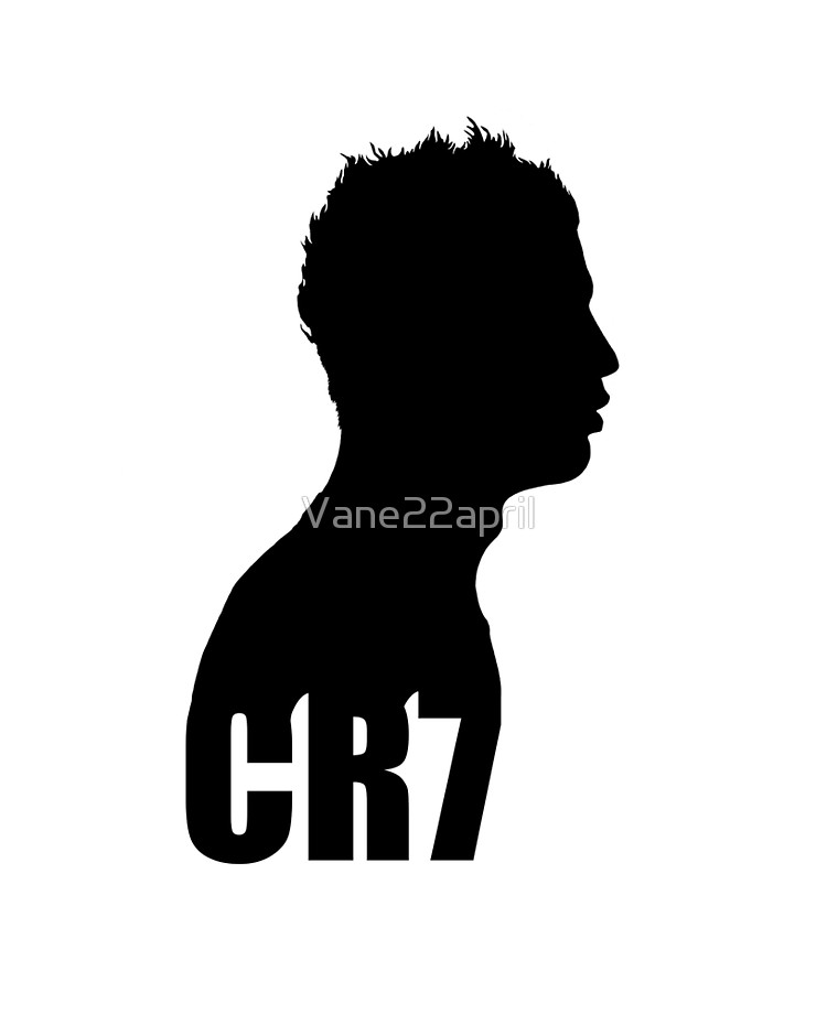 Cristiano Ronaldo CR7 silhouette side (black).