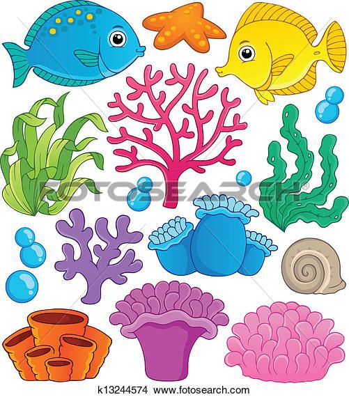 Coral reef theme collection 1 Clipart.