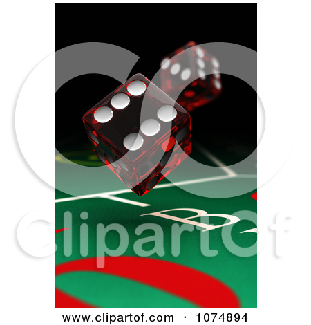 Clipart 3d Dice Over A Craps Table In A Casino.