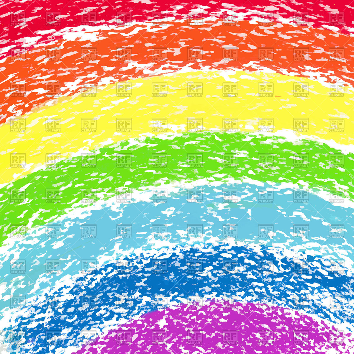 Rainbow painted by pastel crayons Vector Image #44513.
