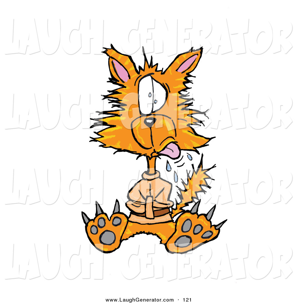 Humorous Clip Art of a Crazy Orange Cat in a Straight Jacket on.