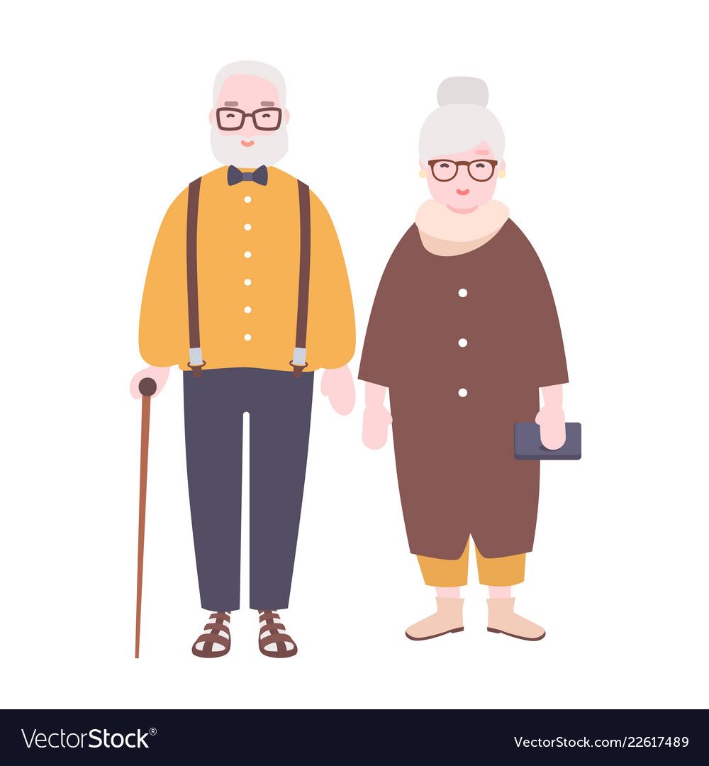 Adorable elderly married couple old man and woman Vector.