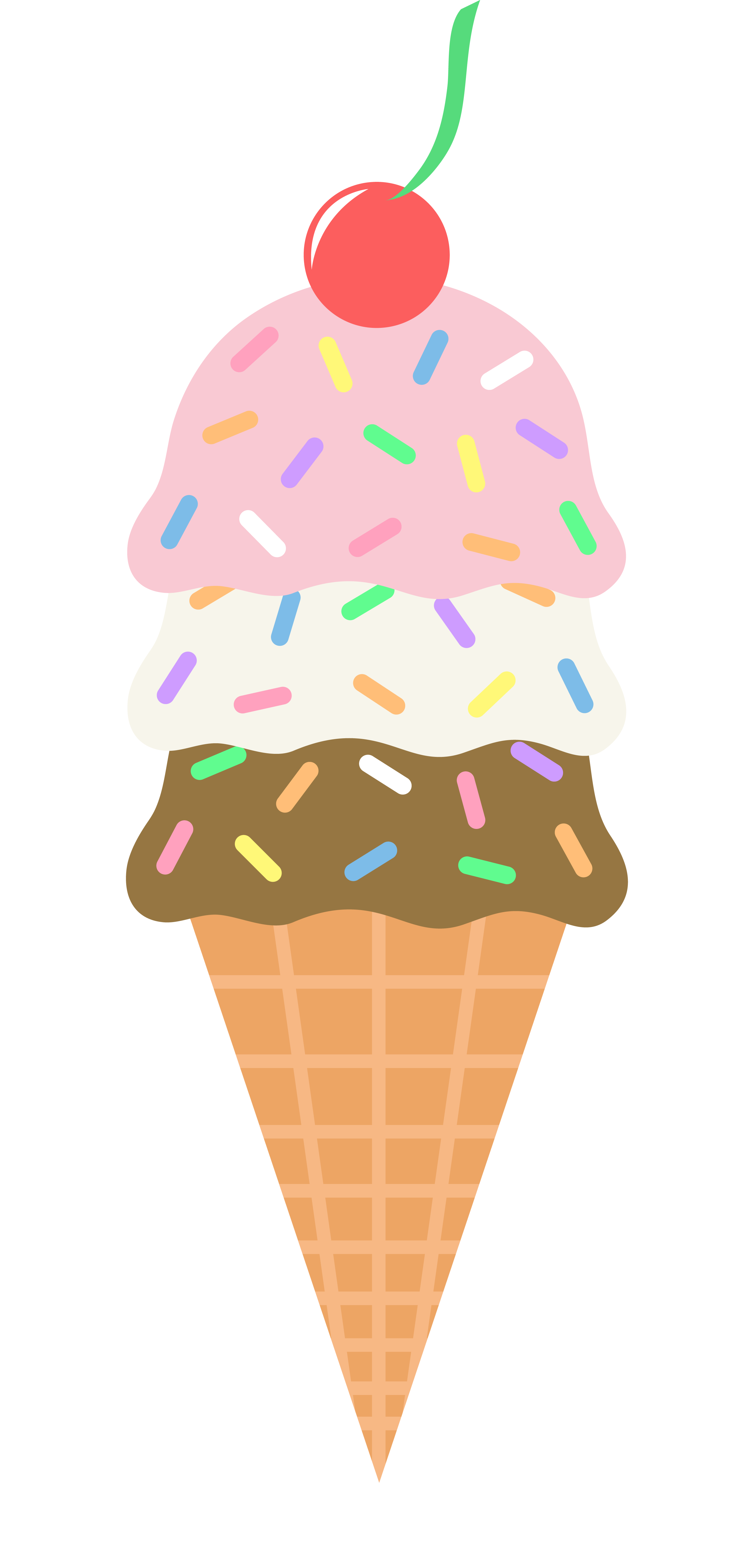 Neapolitan Ice Cream Cone With Sprinkles.