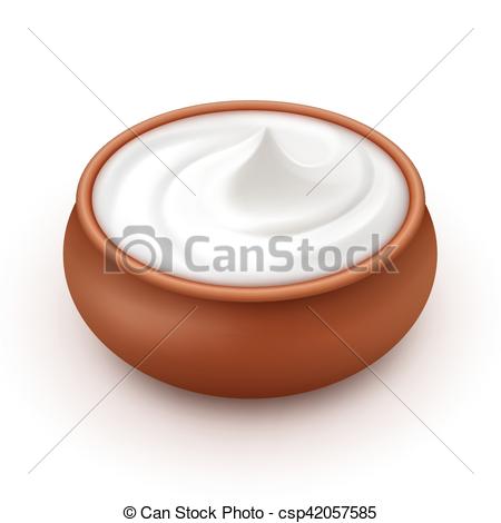 Vector of Pot of Sour Cream Sauce Mayonnaise Isolated.