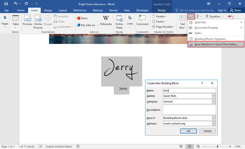 Draw Signature in Word.