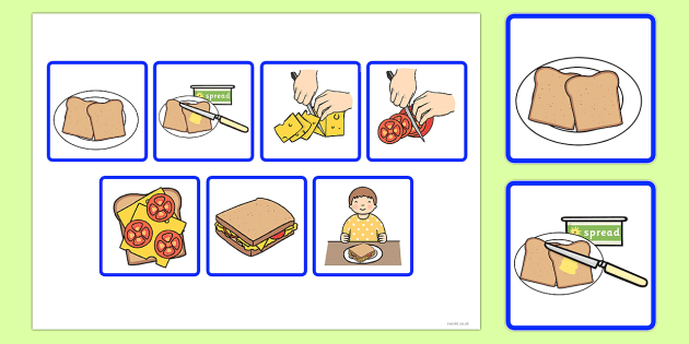 7 Step Sequencing Cards Making a Sandwich.