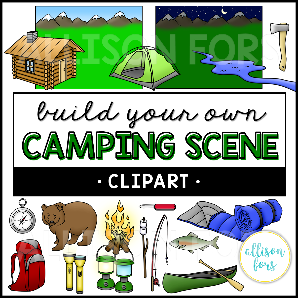 Build Your Own: Camping Scene Clip Art.