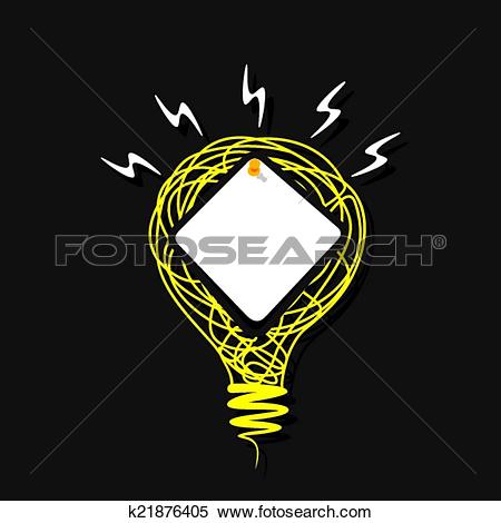 Clipart of creative paper note on sketch bulb k21876405.