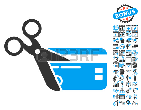 Cut Credit Card Icon With Bonus Calendar And Time Management.