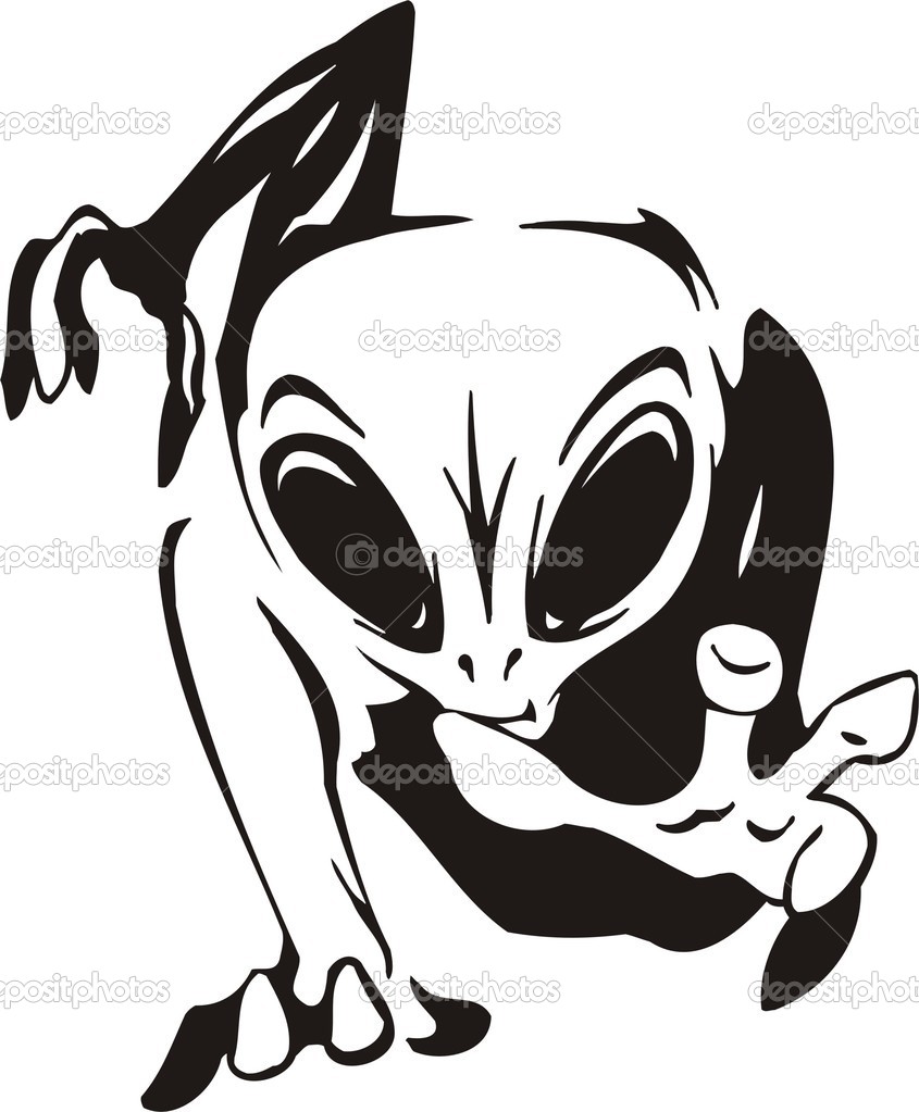 The creeping up alien. — Stock Vector © Digital.