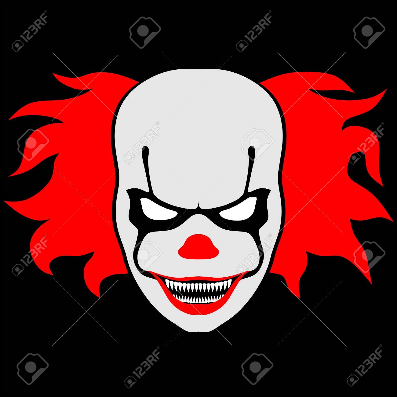 Bald scary Clown with smiling Face.